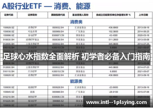 足球心水指数全面解析 初学者必备入门指南